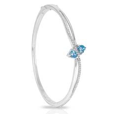 Bracelete de Prata Blend Collection com Coração Duplo de Zircônias Topázio