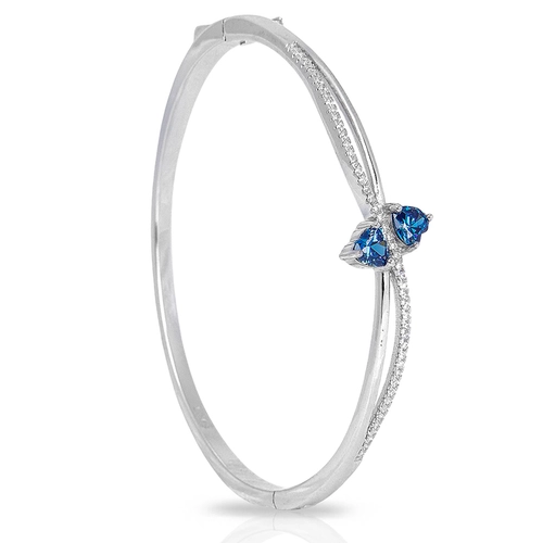 Bracelete Blend Collection Articulado com Dois Corações em Zircônia Safira