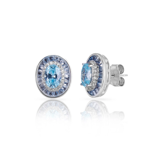 Brinco Top Blend Collection Oval com Zircônias Topázio e Cristal