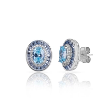 Brinco Top Blend Collection Oval com Zircônias Topázio e Cristal
