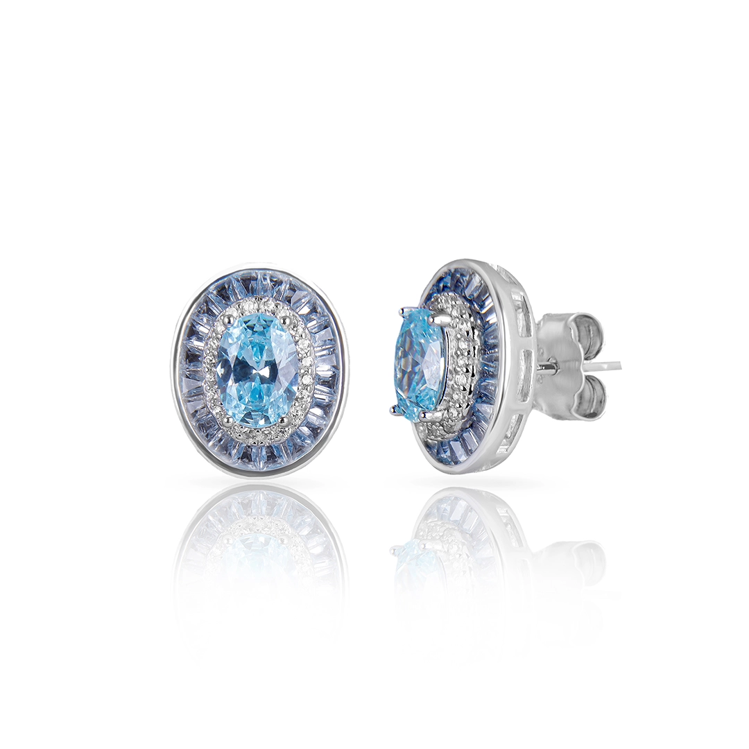 Brinco Top Blend Collection Oval com Zircônias Topázio e Cristal