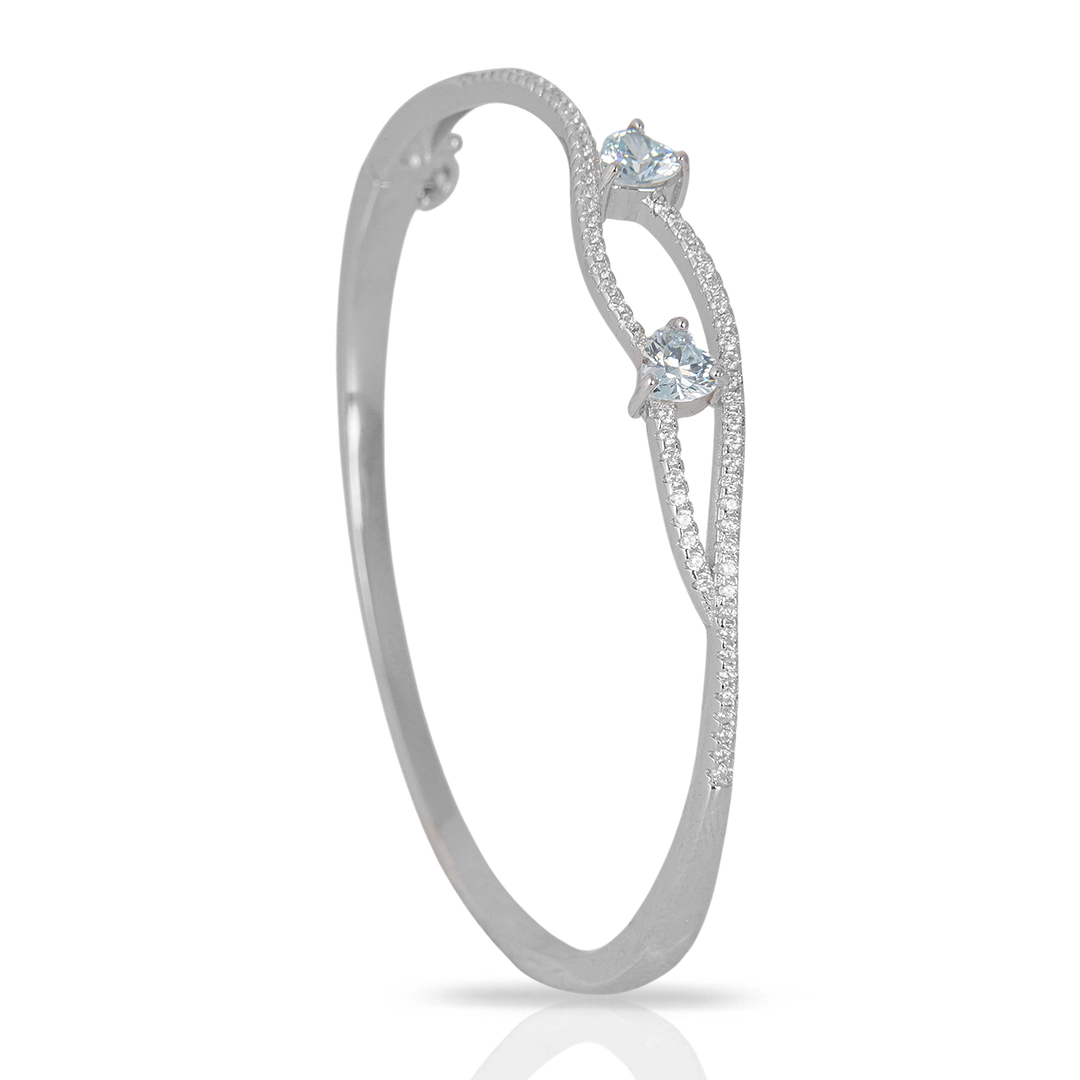Bracelete Blend Collection com Zircônias Cristal e Coração Duplo com Zircônias Topázio
