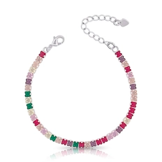 Pulseira Riviera Com Zircônia Colorida Quadrada