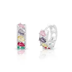 Brinco Argola Click com Gotas em Zircônias Coloridas Gota