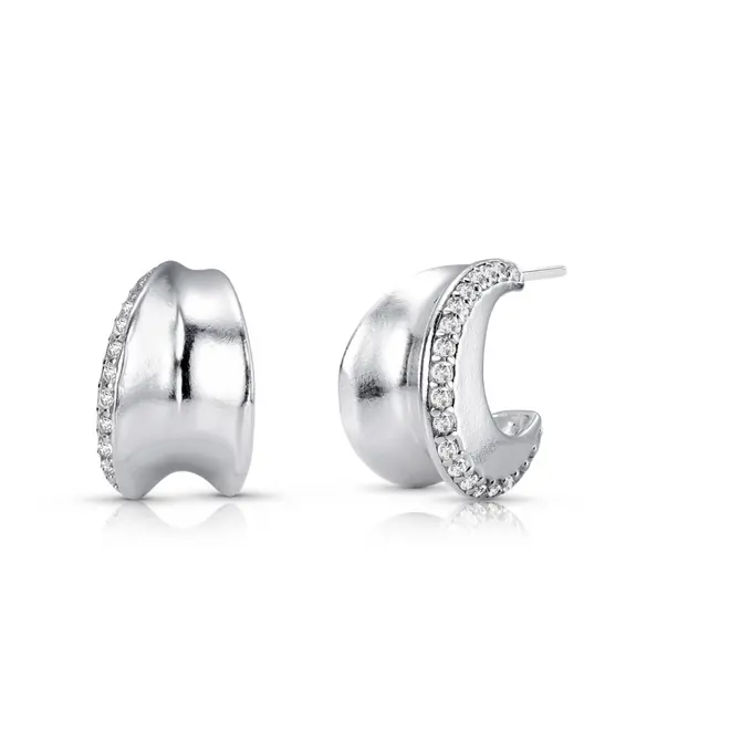 Brinco de Argola Espelhada com Zircônias Cristal