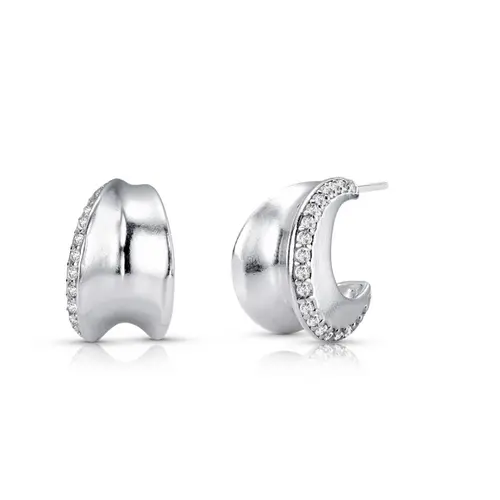 Brinco de Argola Espelhada com Zircônias Cristal