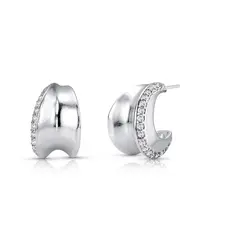 Brinco de Argola Espelhada com Zircônias Cristal