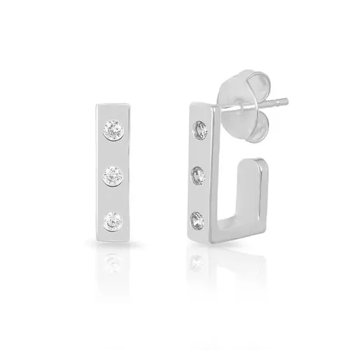 Brinco Meia Argola Com Zircônias Cristal