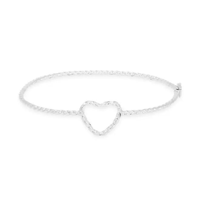 Bracelete de Fio Quadrado Torcido com Coração Vazado
