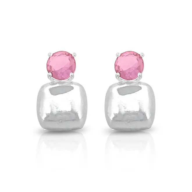 Brinco Top com Zircônia Rosa
