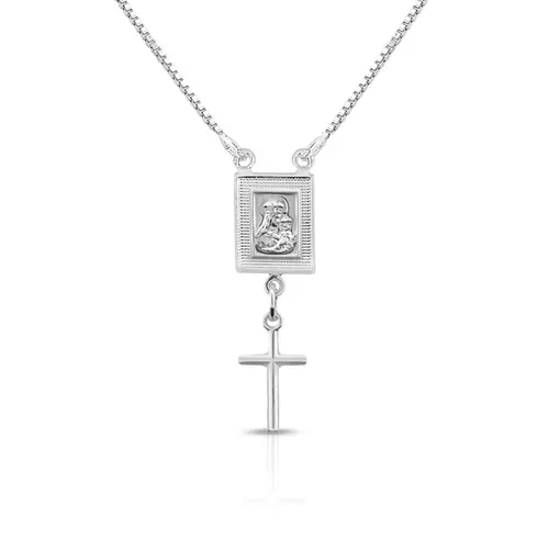 Corrente com Medalha De Nossa Senhora Do Carmo e Cruz Espelhada