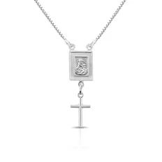 Corrente com Medalha De Nossa Senhora Do Carmo e Cruz Espelhada