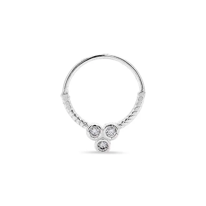 Piercing Argola com Três Zircônias Cristal