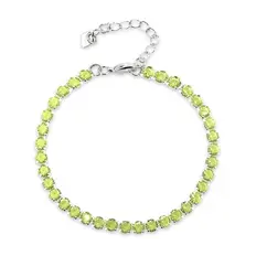 Pulseira de Prata Leve Riviéra com Zircônia Verde Claro