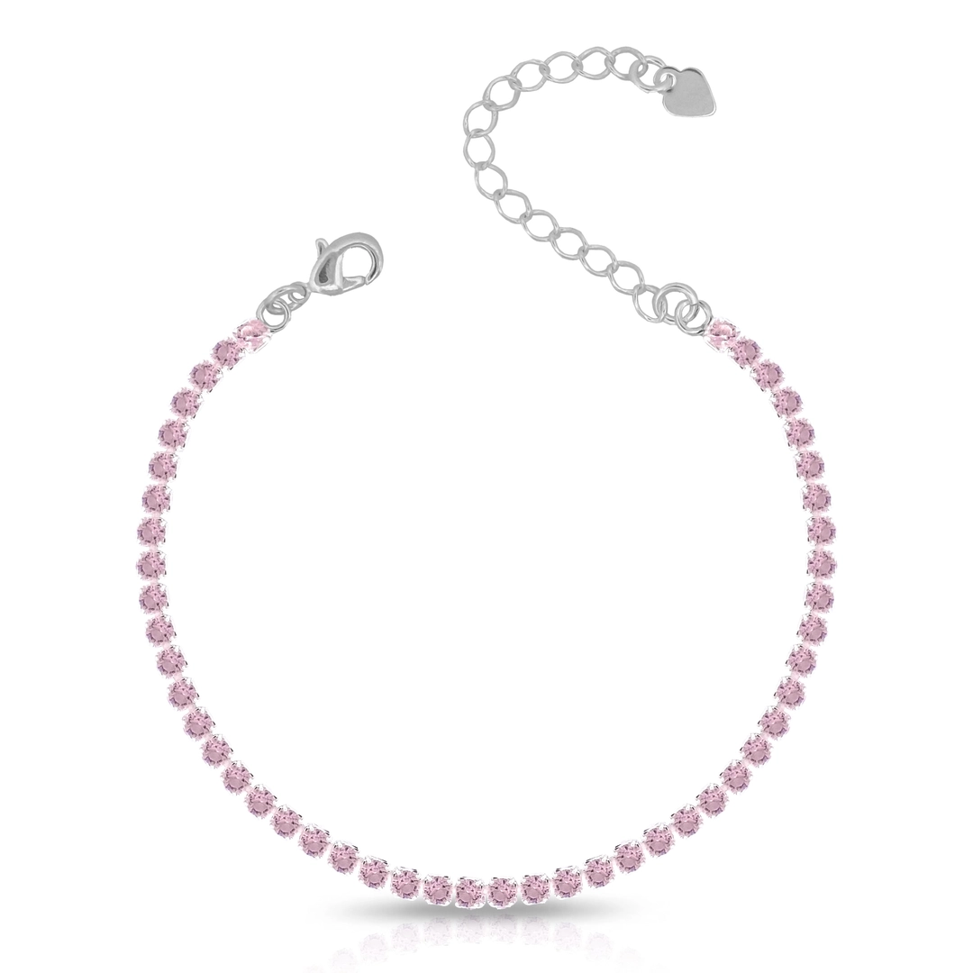 Pulseira Riviera Com Zircônias Rosa