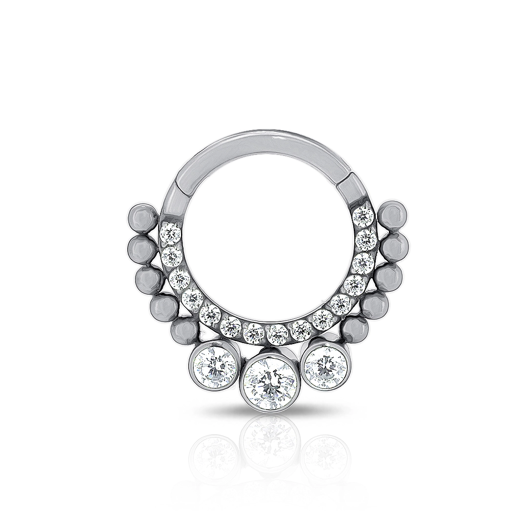 Piercing Argola com Zircônias Cristal e Esferas