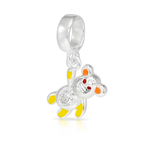 Berloque Presents Kids Macaco Amarelo Esmaltado com Zircônia Cristal