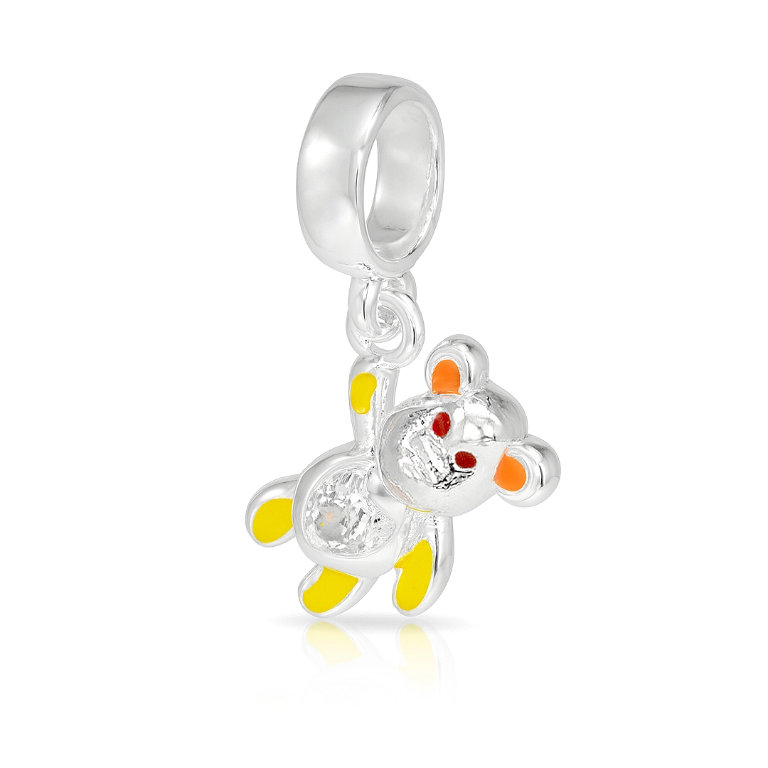 Berloque Presents Kids Macaco Amarelo Esmaltado com Zircônia Cristal