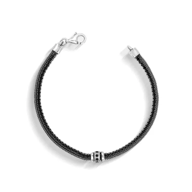 Pulseira Dupla Envelhecida com Zircônias Ônix
