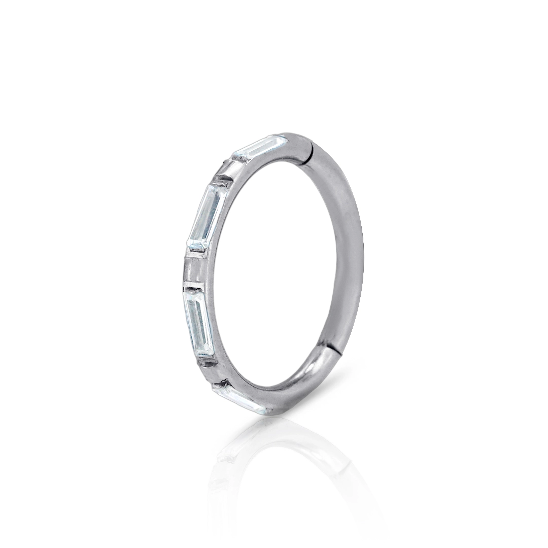 Piercing Argola com Zircônias Retangulares Cristal