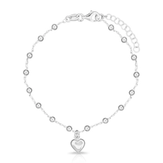 Pulseira de Esferas com Pingente Coração