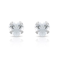 Brinco Top Coração com Zircônia Cristal