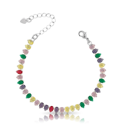 Pulseira Riviera com Gota de Zircônia Colorida