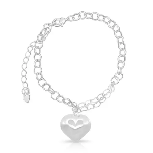 Pulseira em Malha Portuguesa com Coração Espelhado