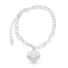 Pulseira em Malha Portuguesa com Coração Espelhado