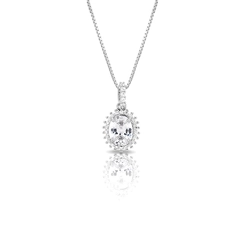 Gargantilha com Pingente Oval e Zircônias Cristal
