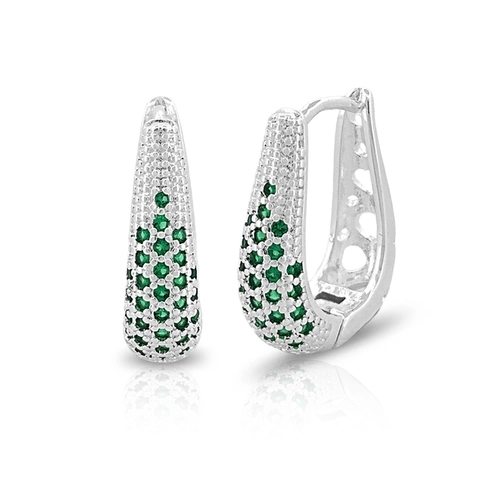 Brinco Argola Click com Zircônias Esmeralda
