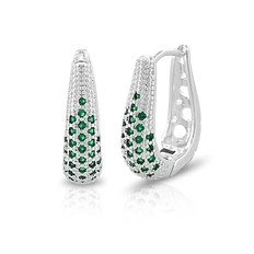Brinco Argola Click com Zircônias Esmeralda