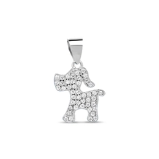 Pingente de Prata Cachorro com Zircônia Cristal