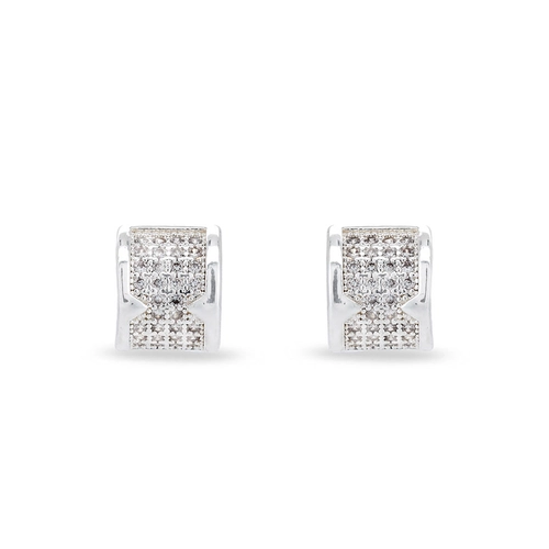 Brinco Meia Argola com Zircônia Cristal