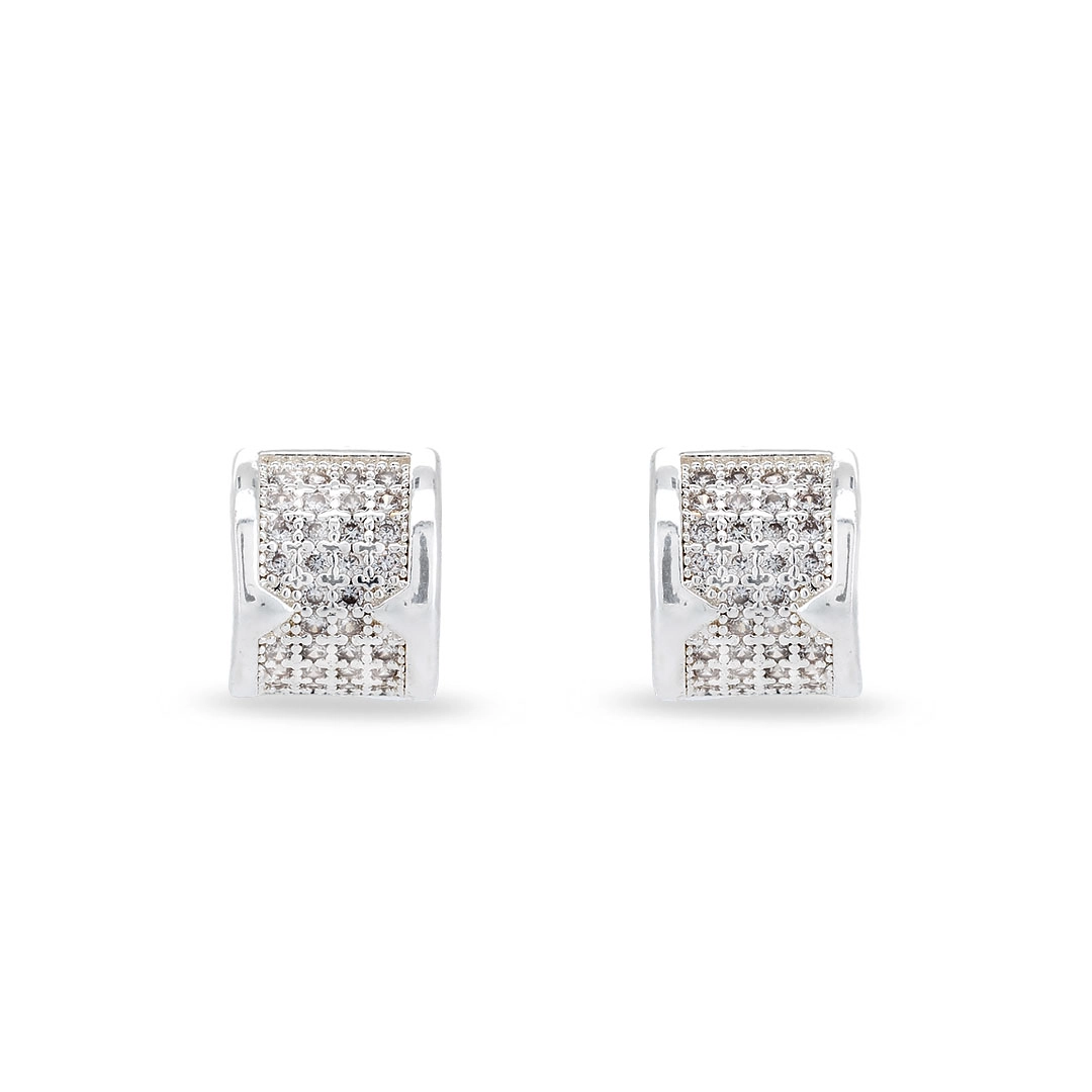 Brinco Meia Argola com Zircônia Cristal