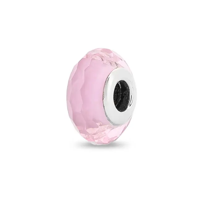 Berloque Separador com Resina Rosa Facetada