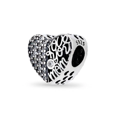 Berloque Coração Love You Mom com Zircônias Cristal