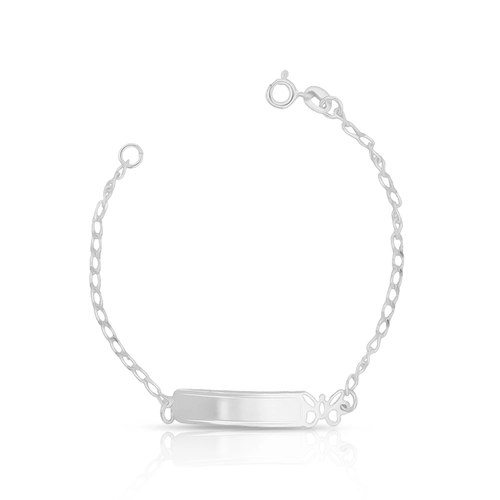 Pulseira Kids com Placa Lisa e Borboleta Vazada