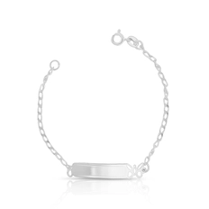 Pulseira Kids com Placa Lisa e Borboleta Vazada