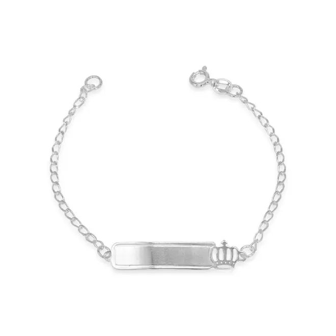 Pulseira Kids com Placa Lisa e Coroa