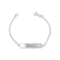Pulseira Kids com Placa Lisa e Coroa