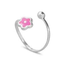 Anel Kids Regulável com Flor Rosa