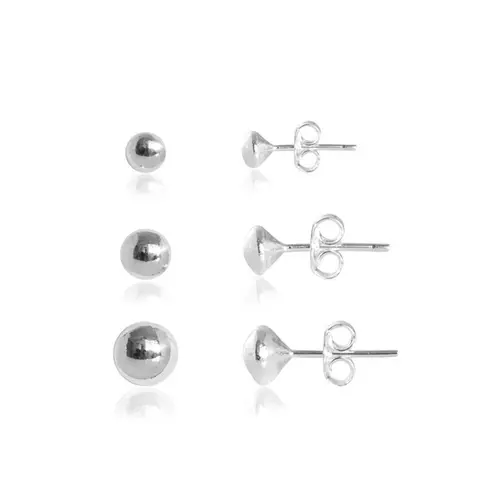 Brinco Kit Três Furos Meia Esfera