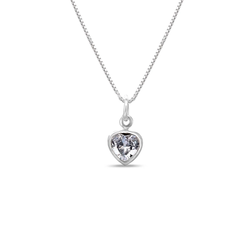 Gargantilha de Prata Ponto Luz Coração com Zircônia Cristal