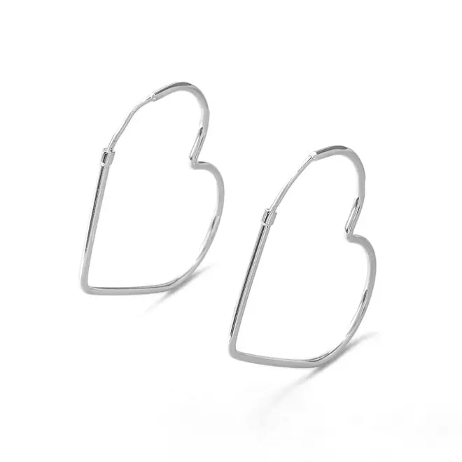 Brinco de Argola Coração Espelhado P