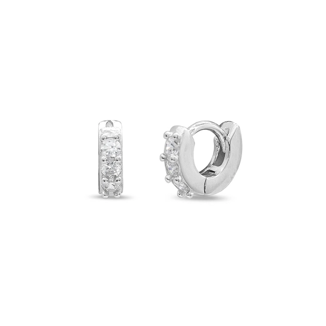 Brinco Argola Click com Zircônia Cristal P