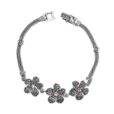 Pulseira Flores com Marcassitas e Madrepérola Rosa