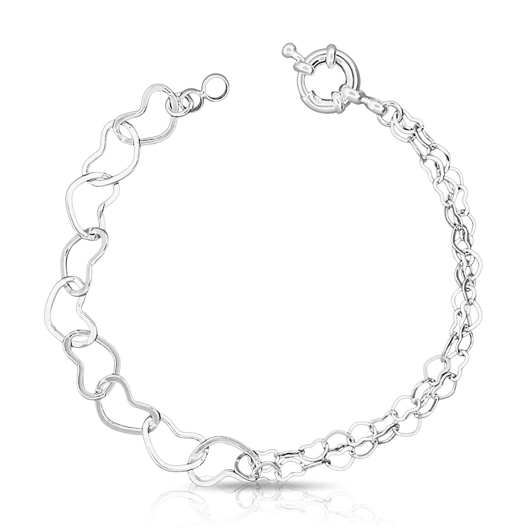 Pulseira Espelhada com Corações Vazados