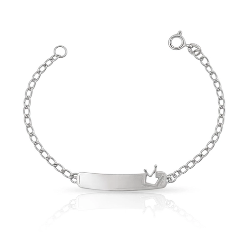 Pulseira Kids com Placa Lisa e Coroa Vazada