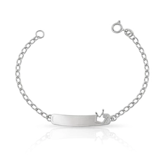 Pulseira Kids com Placa Lisa e Coroa Vazada